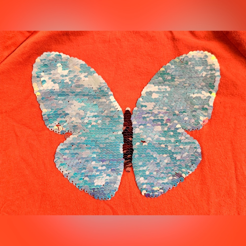 Cat & Jack Coral Short-Sleeve Tee with Sequin Butterfly - Picture 3 of 10